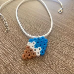Handmade Pixel Ice Cream Necklace - Blue